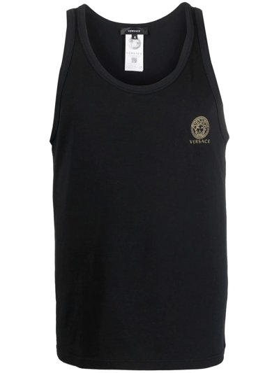 Versace Black Medusa Undershirt Tank Top In Black  