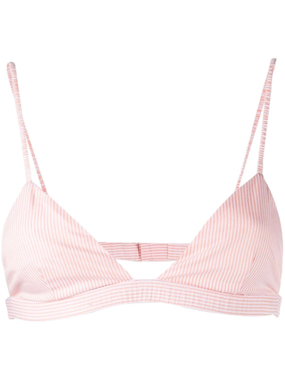 The Andamane Stripe-print Bralette Top In Orange