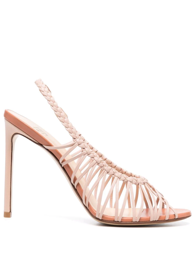 Francesco Russo Braided Slingback Strap Sandals In Nude
