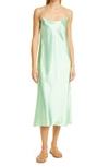 Vince Satin Slip Dress In Lime In Lime