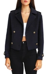 Belle & Bloom Better Off Military Wool Blend Crop Peacoat In Navy