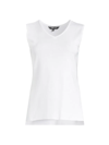 Misook Tie-neck Sleeveless Button Down Blouse In White