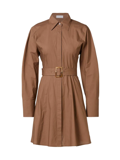 Scanlan Theodore Belted Cotton Trench Minidress In Mocha | ModeSens