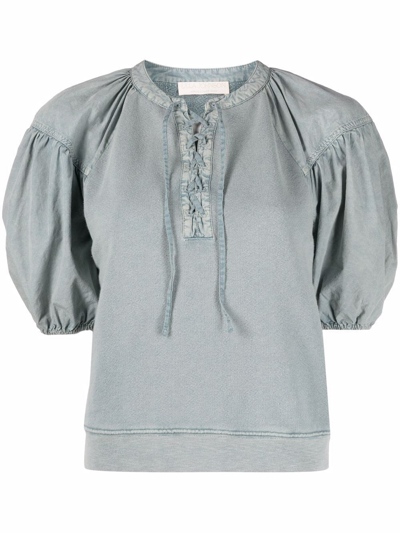 Ulla Johnson Puff-sleeved Cotton Blouse In Grün