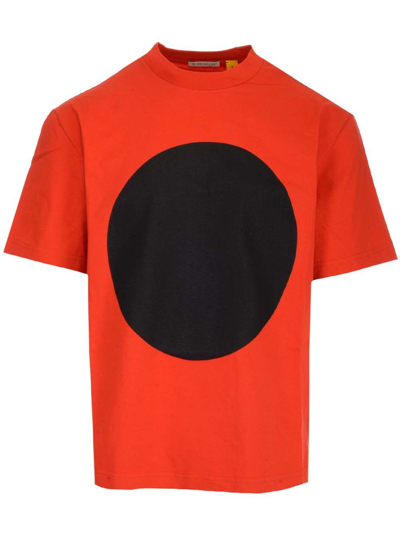 Moncler Distress Flag-print Cotton-jersey T-shirt In Red