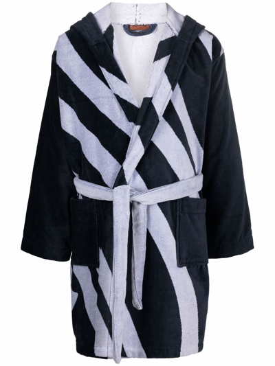 Missoni Striped Bath Robe In Blue