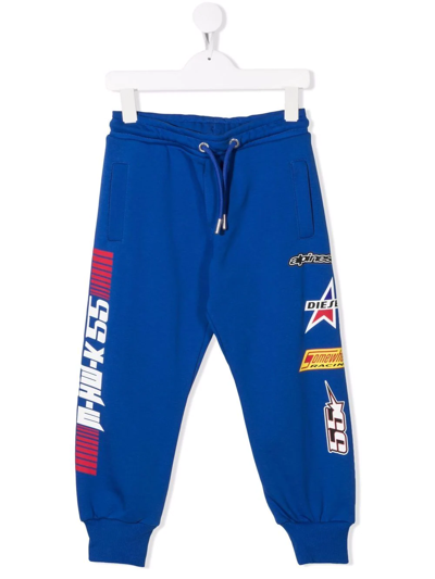Diesel Kids' Logo-print Tapered Joggers In Blue