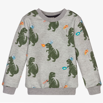 Paul Smith Junior Kids' Dinossaur-motif Cotton Sweatshirt In Grey