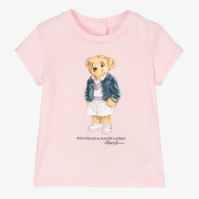 Ralph Lauren Baby Girls Pink Bear T-shirt