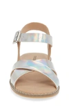 Tucker And Tate Kids' Arya Cross Strap Sandal In Silver Hologram Faux Leather