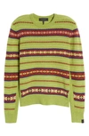 Rag & Bone Wesley Fair Isle Wool Crewneck Sweater In Green Multi
