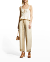 Ulla Johnson August Color-block Twill Straight-leg Pants In Desert Night