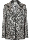 Saint Laurent Ladies Black Leopard-pattern Silk Blazer In Black