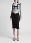 Versace Silver Baroque Keyhole-front Fitted Jersey Top In Blackwhite