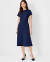 ANN TAYLOR THE PETITE MIDI FLARE DRESS IN DOUBLE KNIT