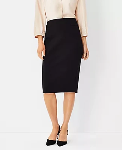 Ann Taylor The Petite High Waist Seamed Pencil Skirt In Double Knit In Black