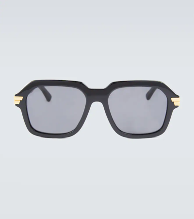 Bottega Veneta Acetate Frame Sunglasses In Black-black-grey