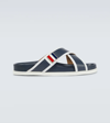 THOM BROWNE CRISS-CROSS LEATHER SANDALS