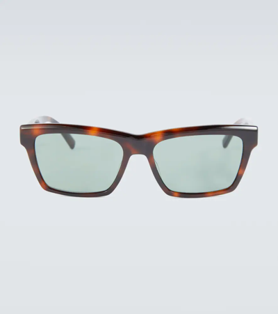 Saint Laurent Rectangular Acetate Sunglasses In Havana-havana-green