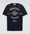 Gucci Logo Cotton Jersey T-shirt In Blue