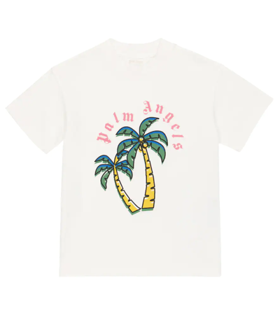 Palm Angels Girl's Logo Palm Tree Graphic T-shirt In White