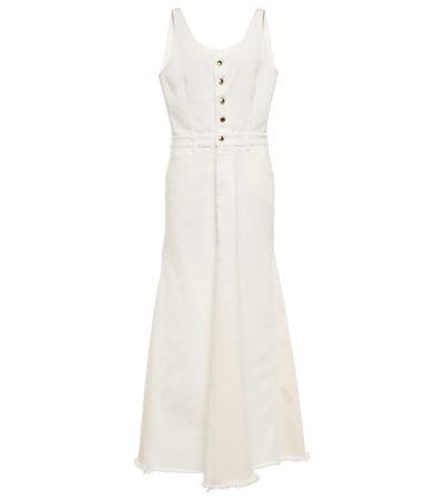 Chloé Patchwork Raw-edge Fit-&-flare Maxi Dress In White