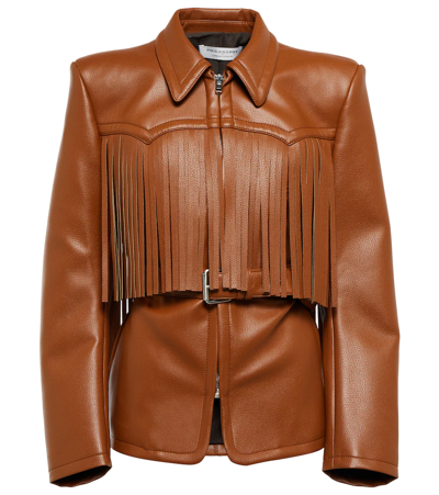 Philosophy Di Lorenzo Serafini Fringed Faux Textured-leather Jacket In Brown