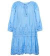 Melissa Odabash Ashley Crochet-trimmed Broderie Anglaise Cotton-voile Mini Dress In Blue