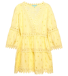 Melissa Odabash Victoria Crochet-trimmed Broderie Anglaise Cotton-voile Kaftan In Yellow