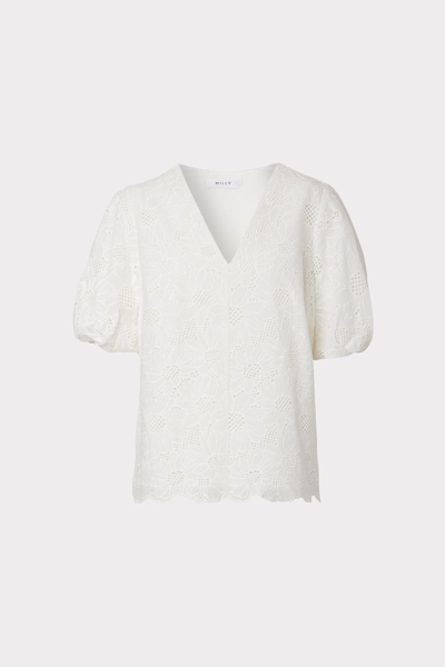 Milly Cotton Embroidered Top In White