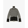 Totême Toteme Womens Black Stripe Turtleneck Striped Wool And Organic-cotton Jumper