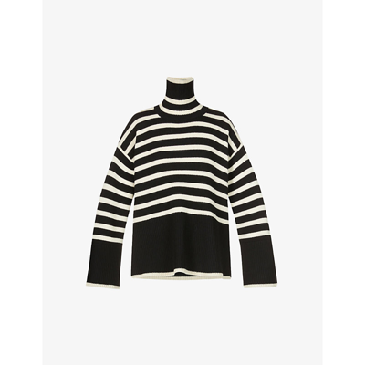 Totême Toteme Womens Black Stripe Turtleneck Striped Wool And Organic-cotton Jumper In Black Stripe