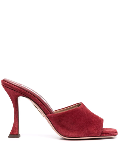 Aquazzura Violette Leather Mules In Red