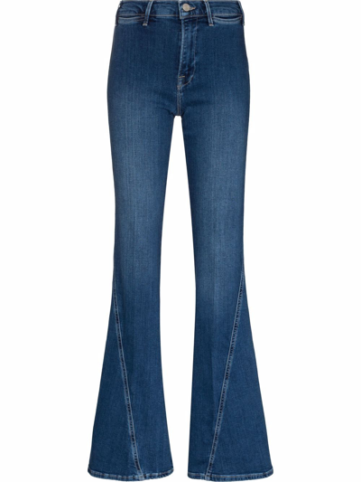 Frame Le High Flare Faded High-rise Flared Jeans In Blue