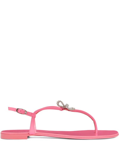 Giuseppe Zanotti Embellished Thong Sandal In Rosa