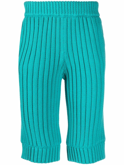 Sunnei Ribbed-knit Shorts In Blau