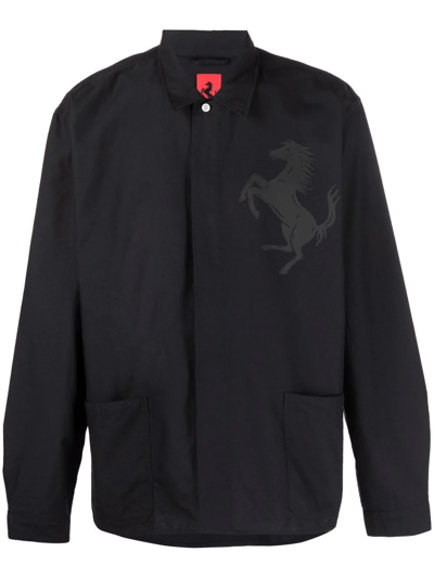 Ferrari Prancing Horse Print Shirt In Black