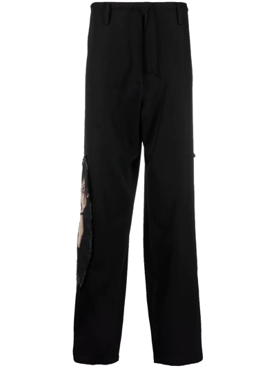 Yohji Yamamoto Drawstring Straight-leg Trousers In Schwarz