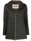 Herno Zip-up Linen Padded Coat In Grün