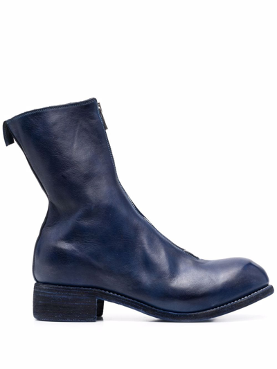 Guidi Front-zip Round-toe Boots In Blau