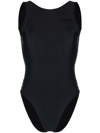 Ganni One Piece Swimsuit With Logo In Black