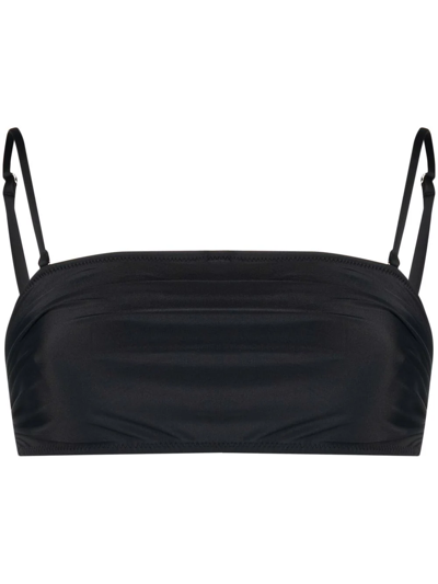 Ganni Solid Bandeau Bikini Top In Schwarz