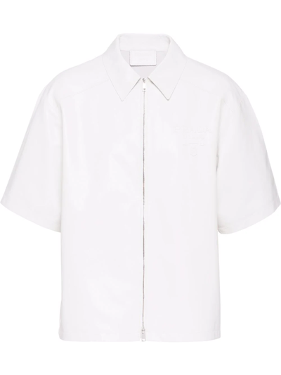 Prada Short-sleeve Shirt Jacket In Weiss