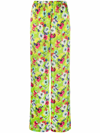 Msgm Floral Pattern Palazzo Trousers In Green