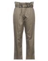 Brunello Cucinelli High Waist Cropped Belted Pant In Military Green