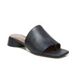 Franco Sarto Loran Stacked Heel Slide Dress Sandals In Black Smooth Leather