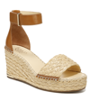 Franco Sarto Clemens Espadrille Wedge Sandals Women's Shoes In Natural Raffia/faux Leather