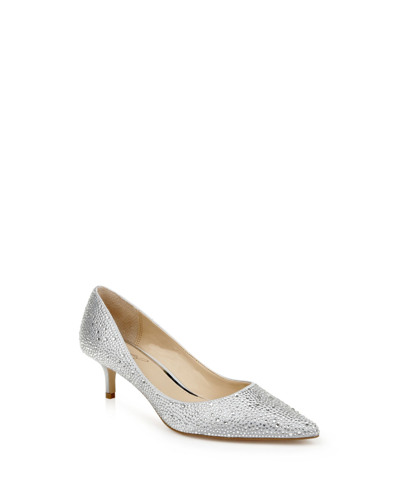 Jewel Badgley Mischka Women's Frenchie Kitten Heel Evening Pumps In Silver-tone