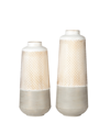 Glitzhome Modern Farmhouse - Modern Industrial Textured Table Vases, Set Of 2 In Gold-tone/gray