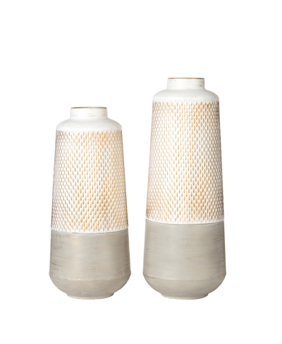 Glitzhome Modern Farmhouse - Modern Industrial Textured Table Vases, Set Of 2 In Gold-tone,gray